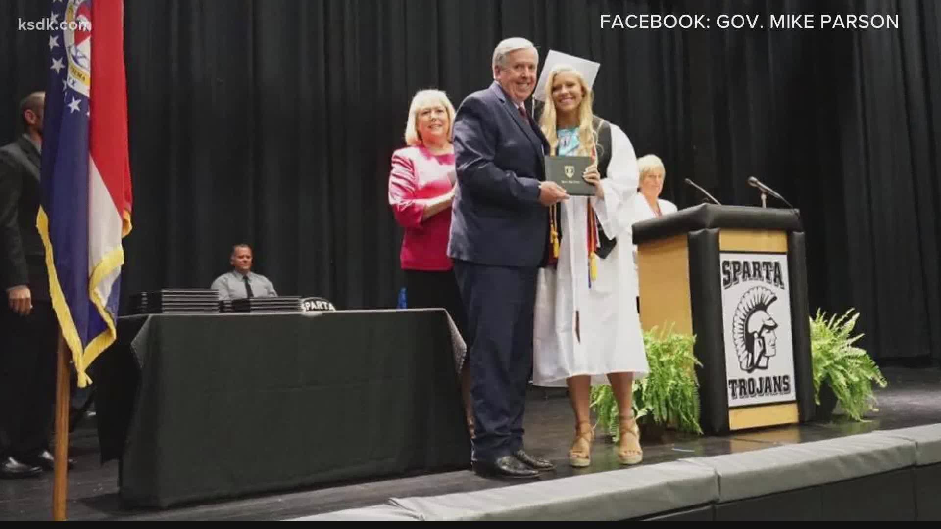 “Proud to be able to celebrate with my granddaughter as she graduated from Sparta High School tonight!” the governor wrote on his Facebook page