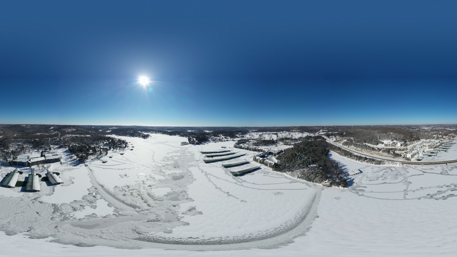Lake of the Ozarks frozen Pics and drone video of the icy lake