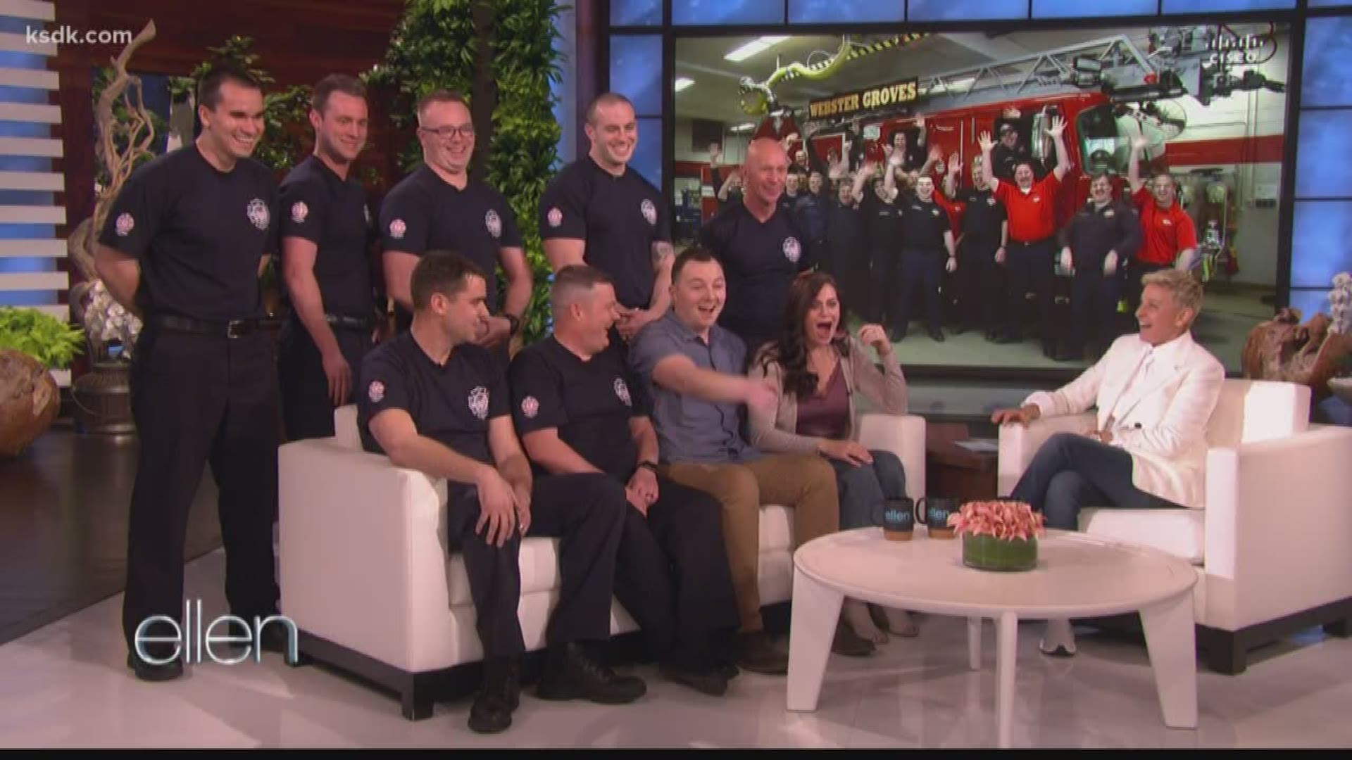 Ellen gave the couple and the Webster Groves Fire Department $25,000 each.