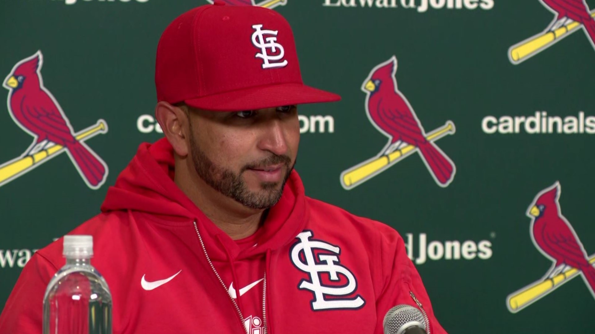 St. Louis Cardinals manager Oli Marmol discusses the team's 8-5 win against the Miami Marlins. Nolan Gorman's two-run double helped the team secure the win.