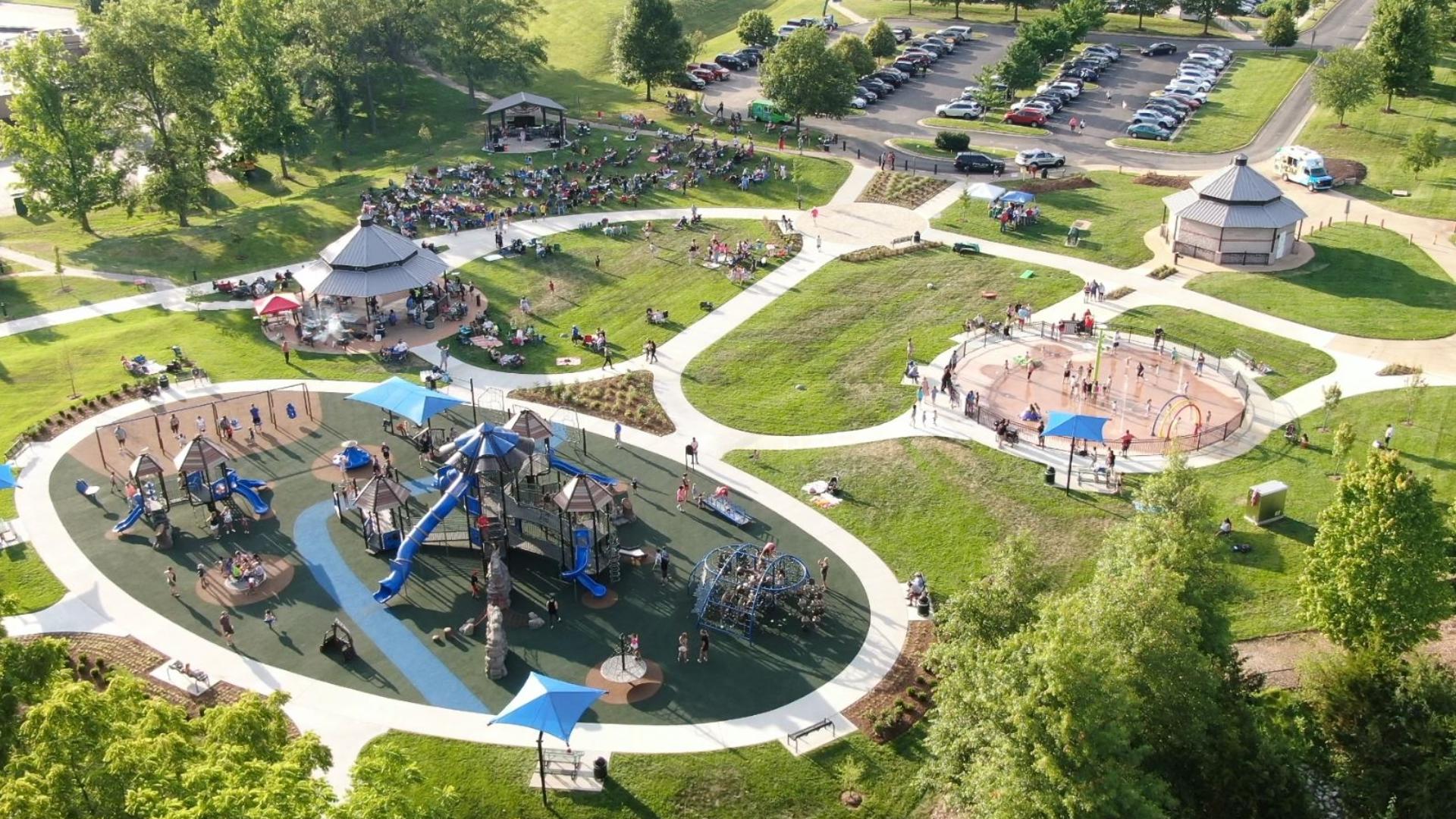 Millennium Park in Creve Coeur had its Grand Reopening on Thursday. The park had a new entry plaza and an expanded splash pad and playground.