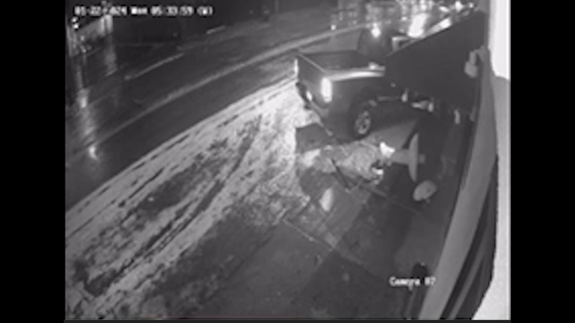 A truck lost control and struck a fountain located outside of The Fountain on Locust. Freezing rain iced over St. Louis areas roads Monday.