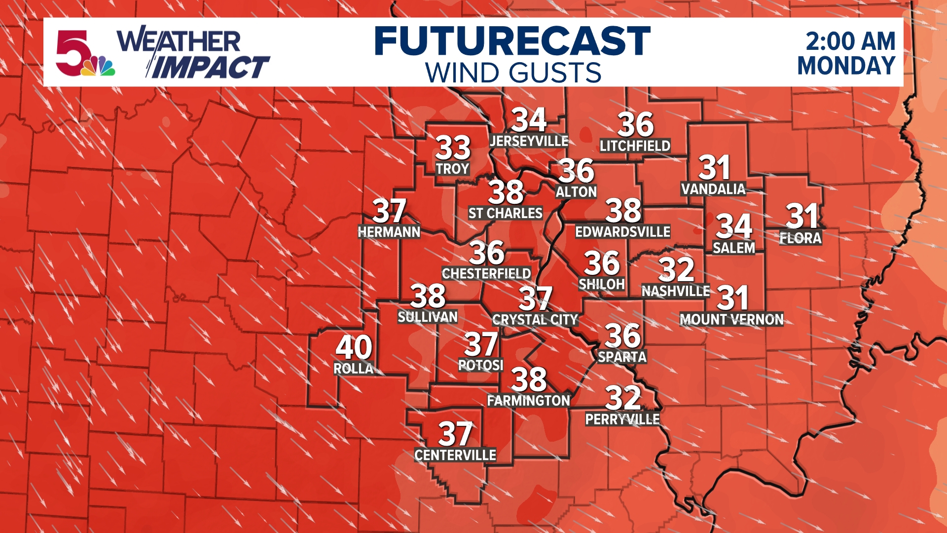 Weather Impact Alert: Strong winds, severe storms Sunday afternoon ...