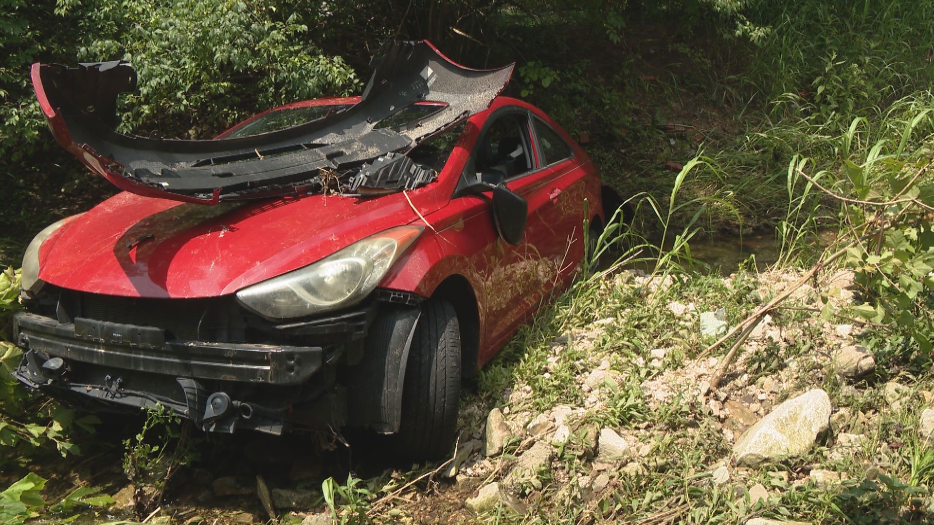 Thankfully, she survived without any injuries, but emergency responders said the rescue is a warning to all drivers amid heavy rain and flooding.