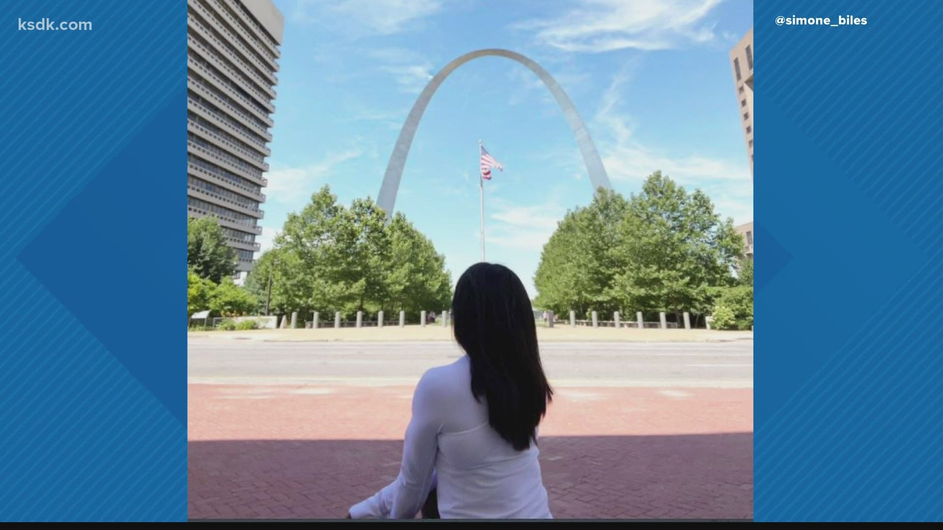 She tweeted a photo of herself at the Arch ahead of this weekend's Gymnastics trials.