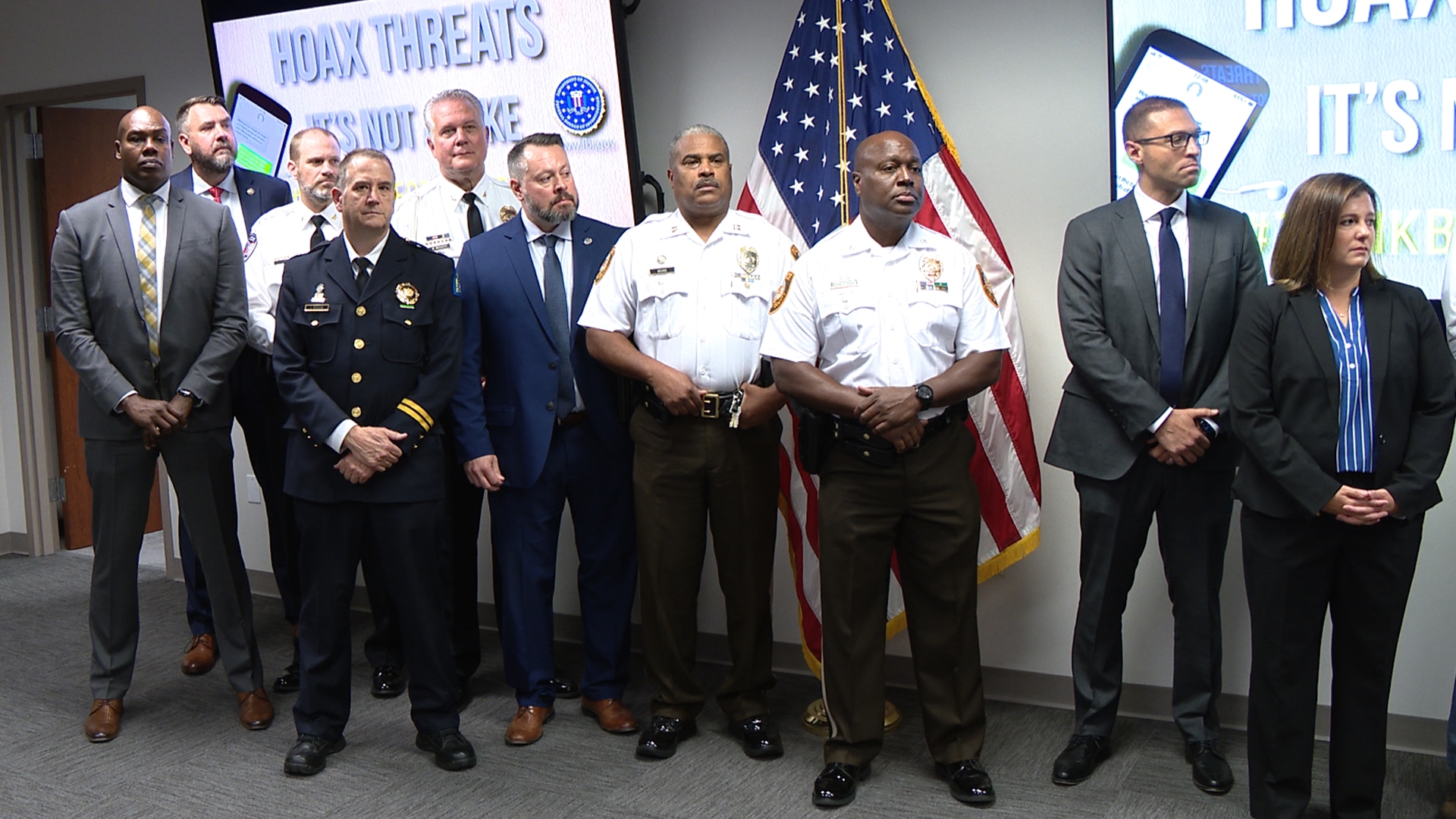 The FBI and St. Louis area law enforcement agencies discussed the recent rash of school threat hoaxes at a news conference Friday morning.