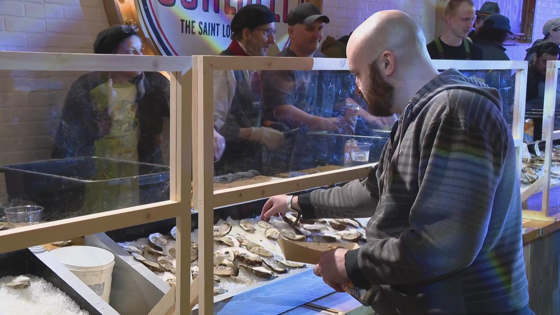 It's billed as the largest oyster festival in the Midwest. Twenty "star shuckers" will shuck 80,000 fresh oysters flown in overnight from both coasts.