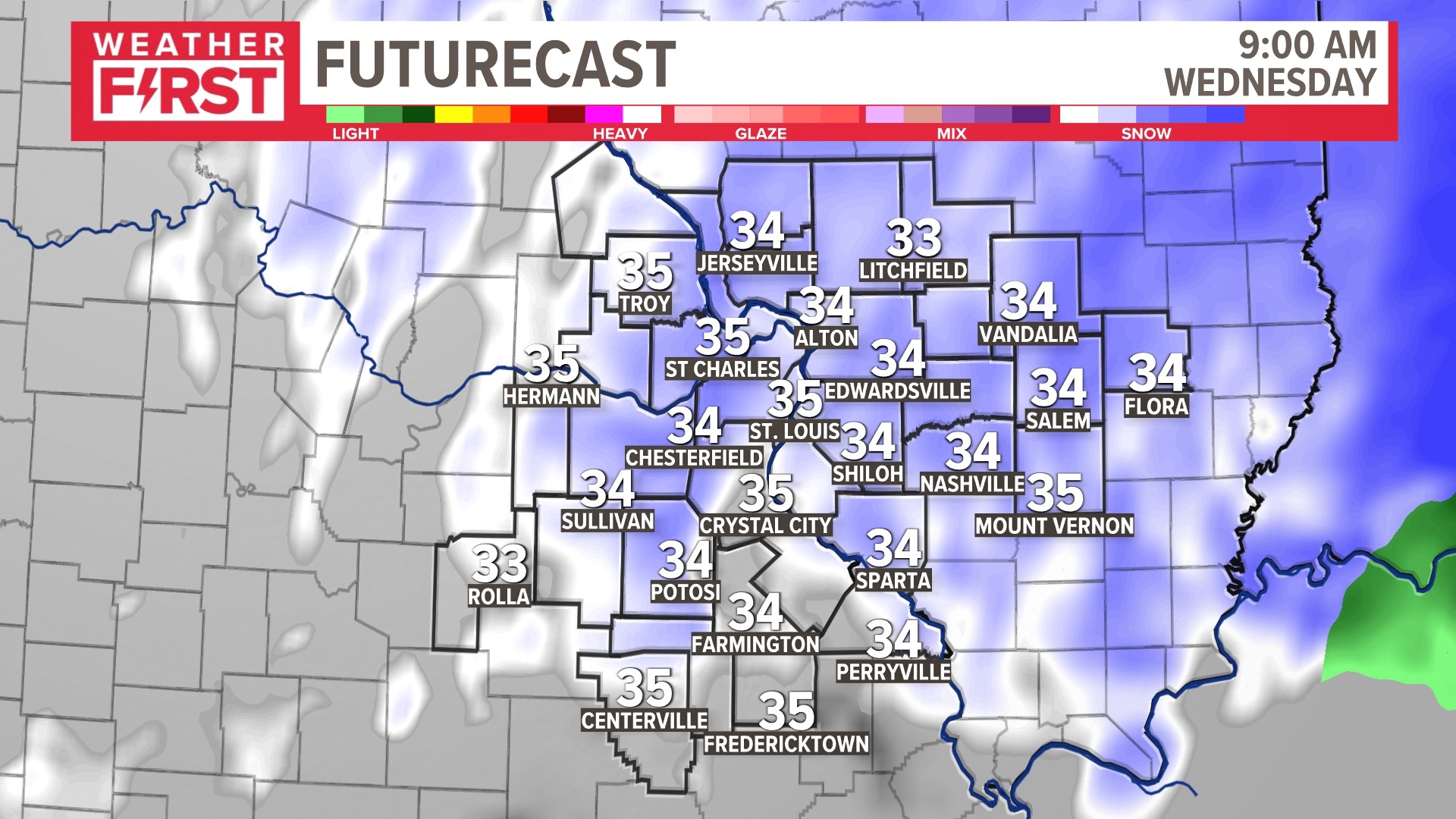 St. Louis weather forecast Snow Tuesday night into Wednesday