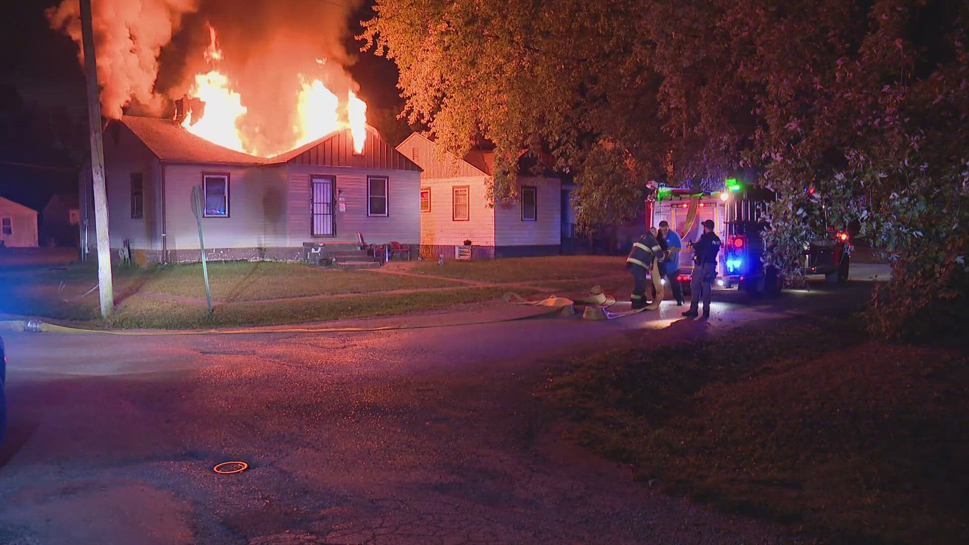 The fire was seen shooting through the roof of a home on Avon Place. We're working to learn if anyone was hurt and what caused the fire.