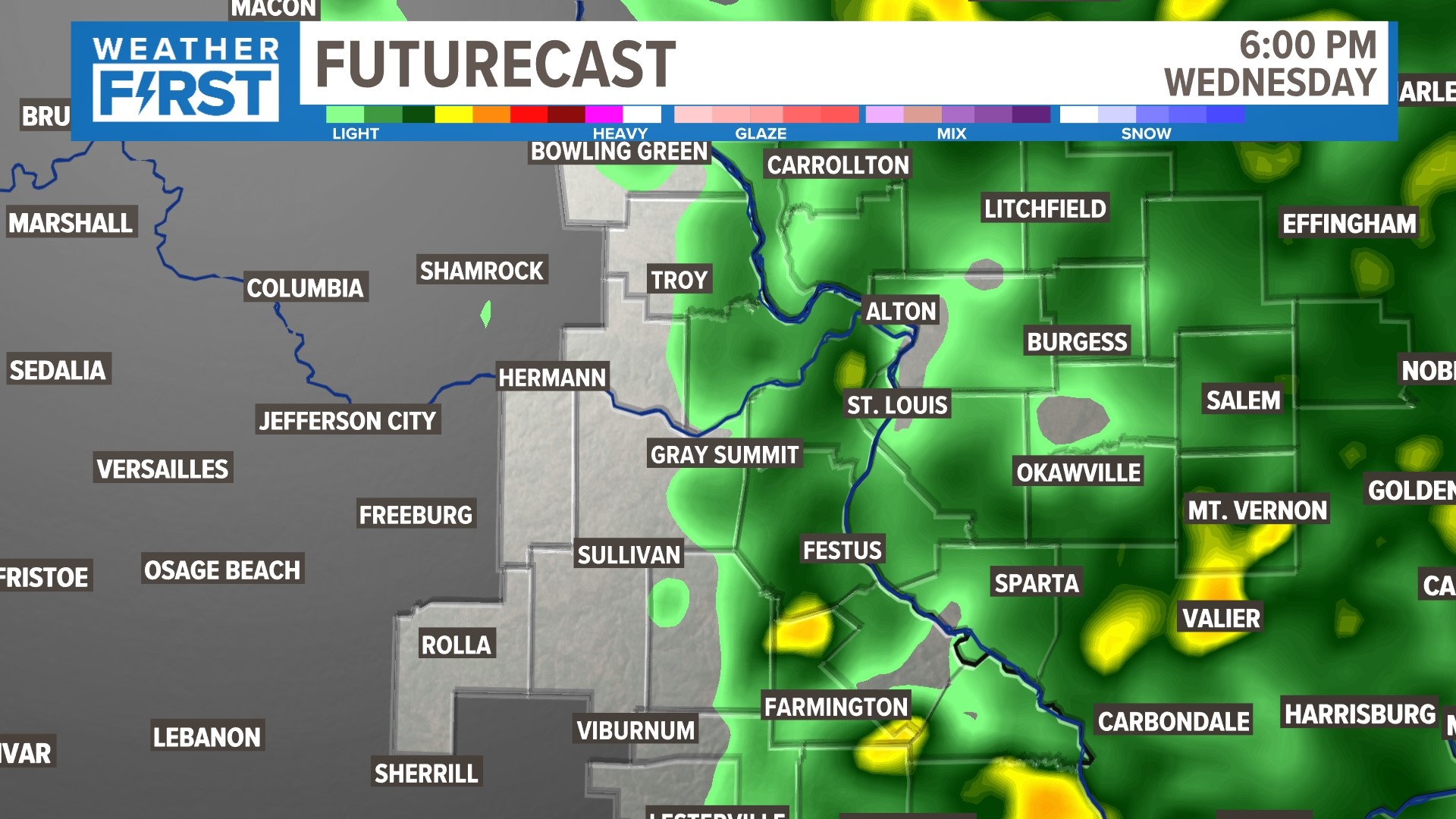 Heavier showers move into St. Louis area during rush hour