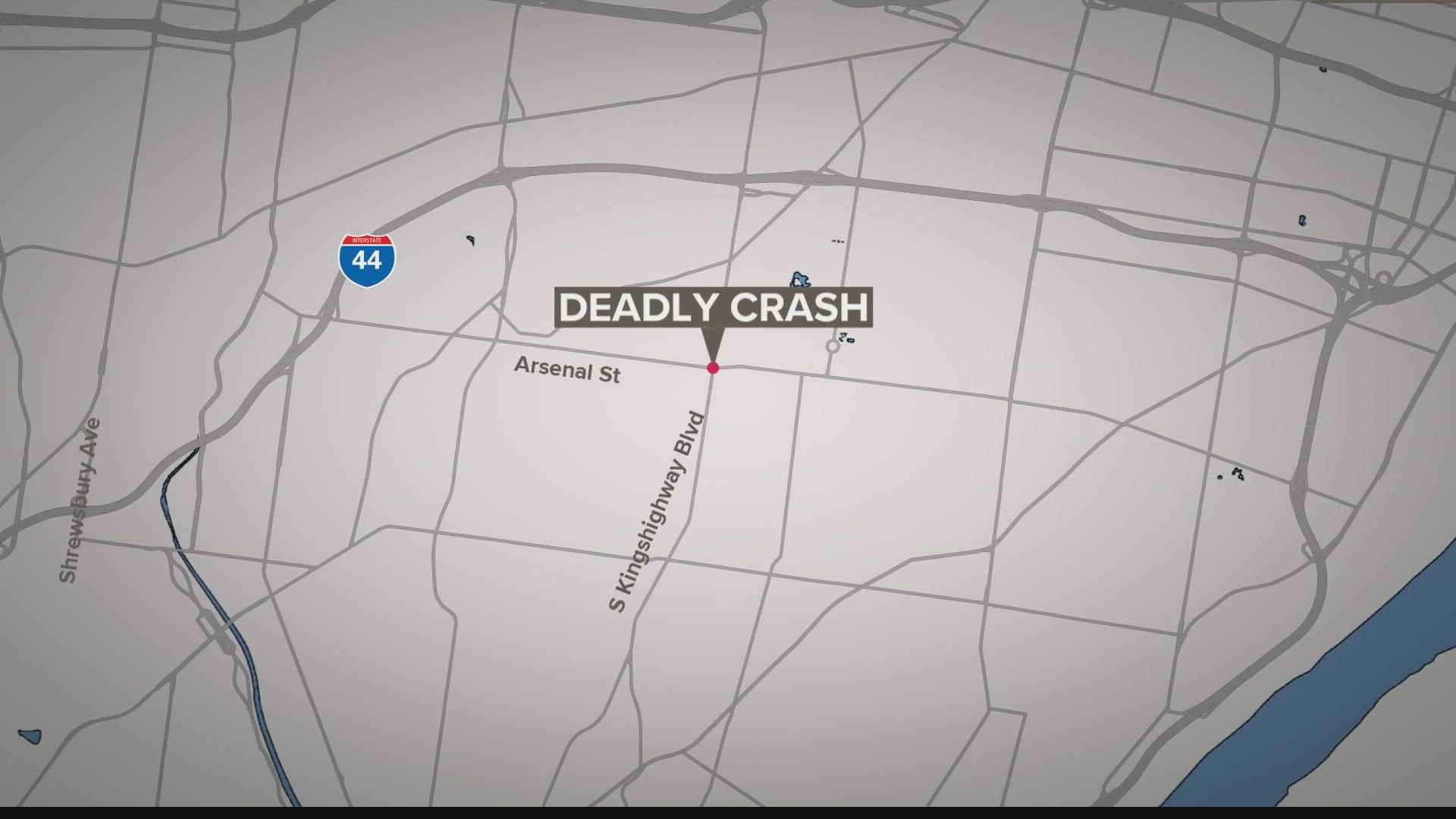 The crash happened at around 3 a.m. on Kingshighway and Arsenal. There is no word on what caused the crash.