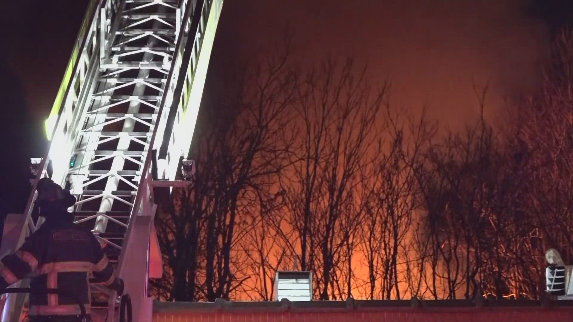 Crews are currently responding to a massive fire at the site of a former bowling ball manufacturing facility in north St. Louis County.