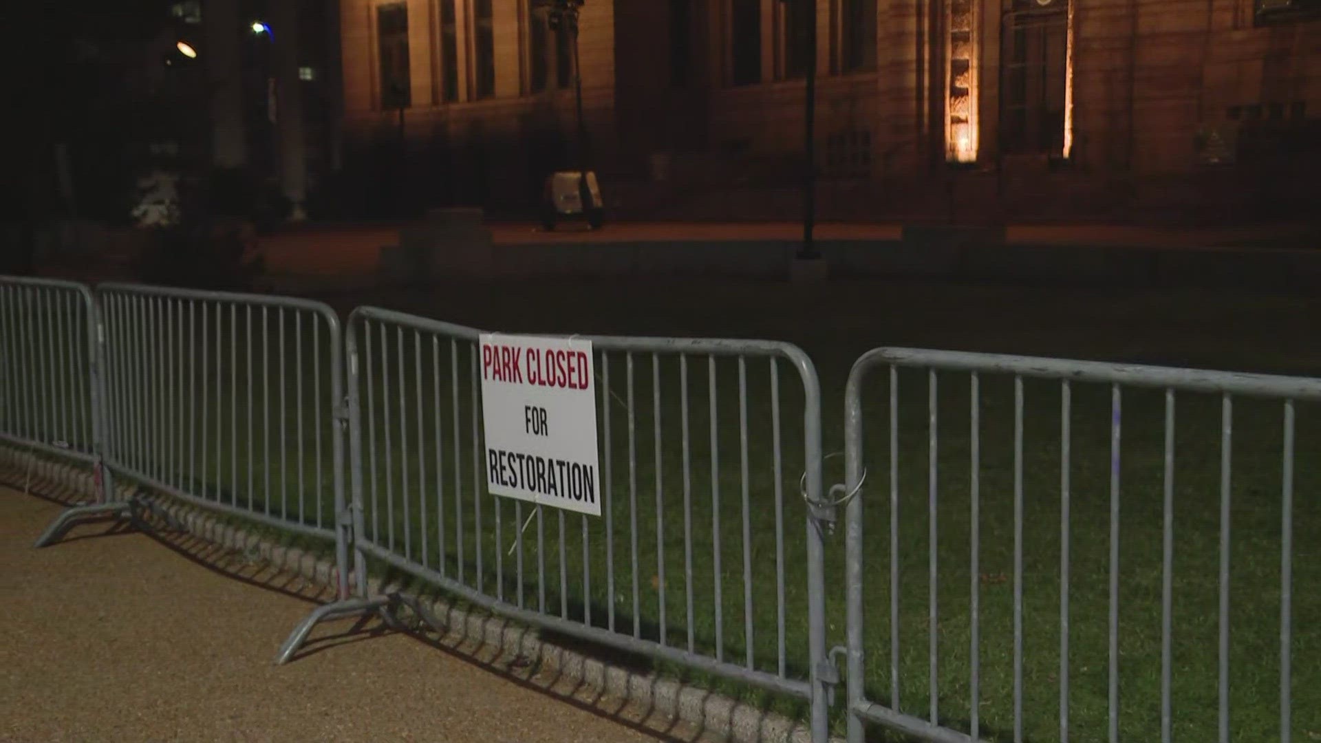 Dozens of people living in a makeshift encampment on the lawn of St. Louis' City Hall will be forced to move. Multiple tents were taken down.