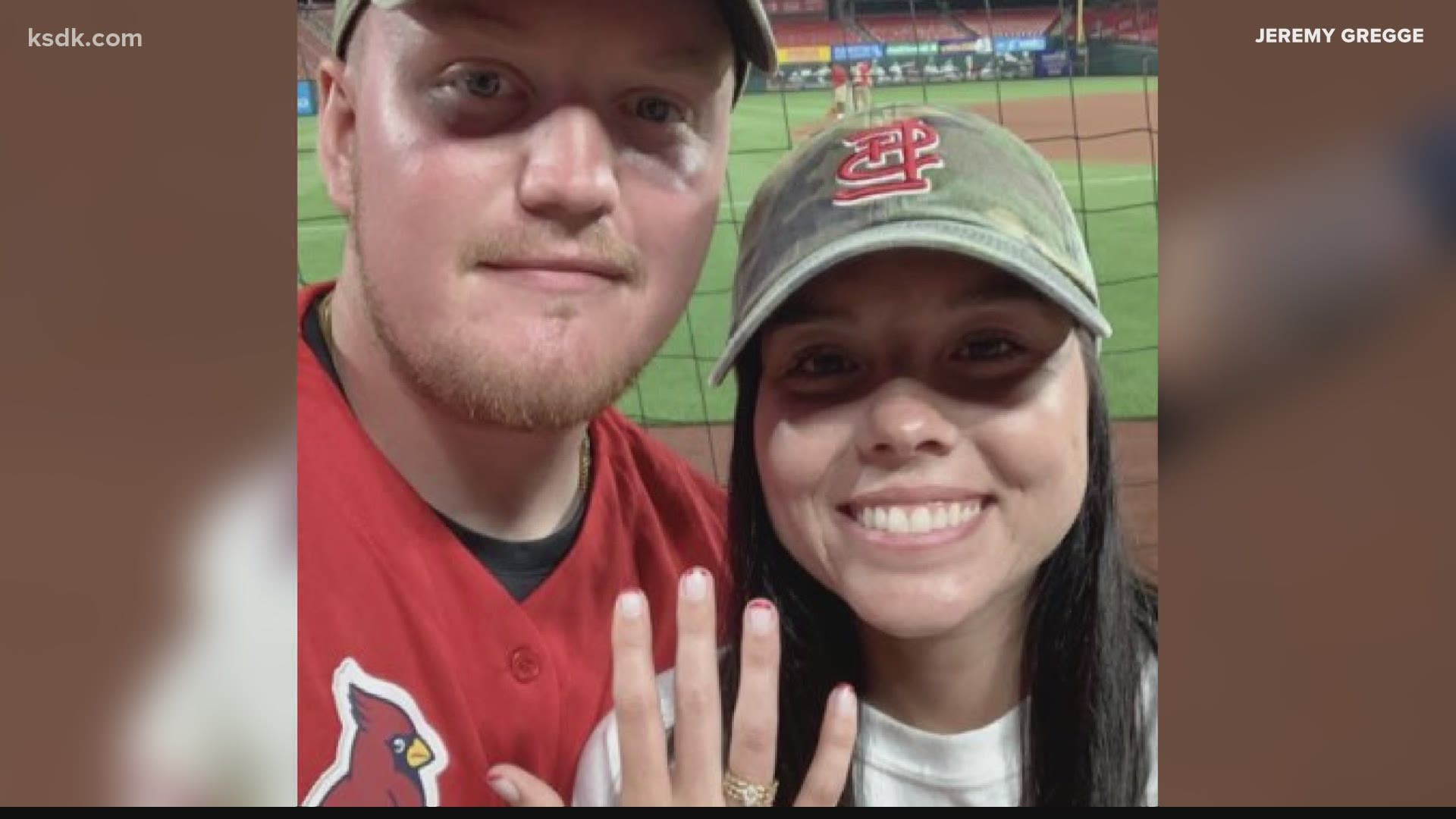 This couple didn't just get engaged at Busch Stadium Saturday night. Thanks to Yadier Molina and company, they got a one-of-a-kind memory for a lifetime
