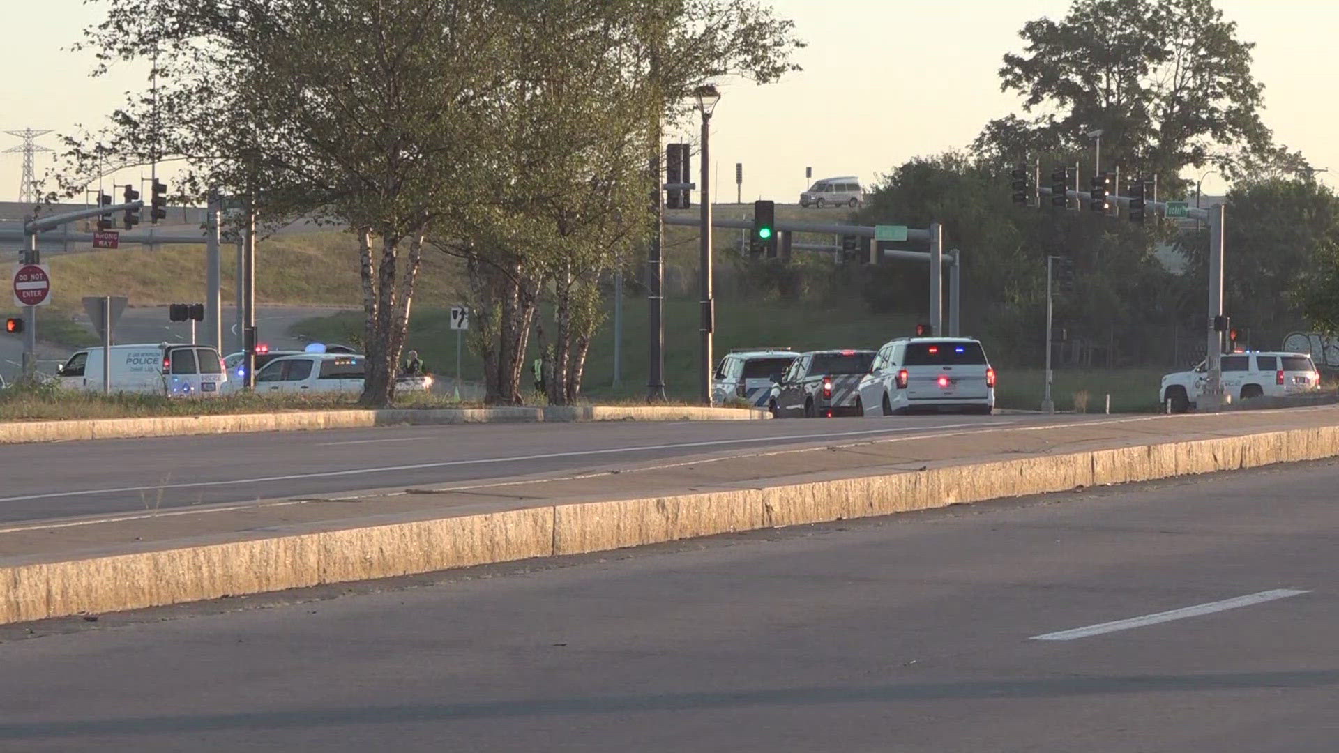 The crash happened at about 5:15 a.m. near the intersection of Tucker Boulevard and Cass Avenue. Police said the driver of the vehicle remained on the scene.