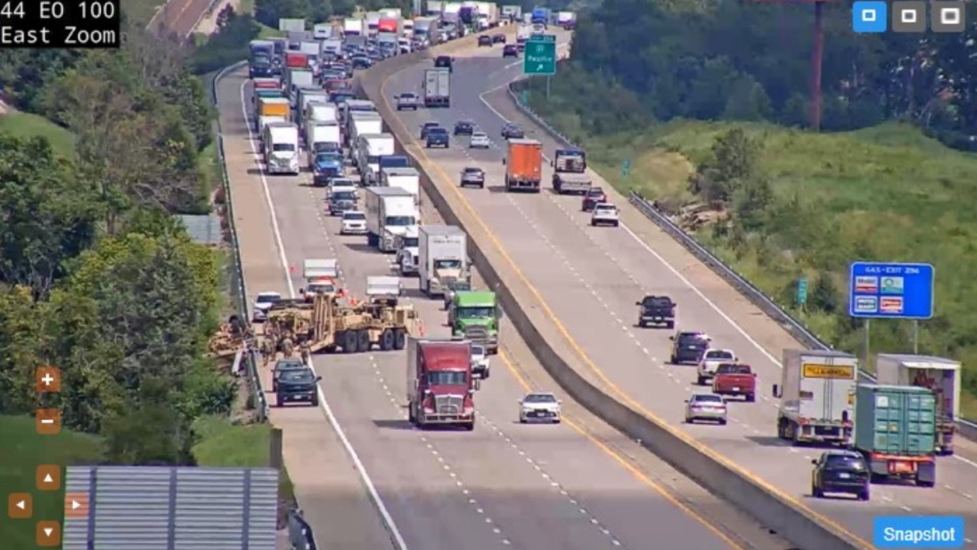 I-44 military vehicle flip causes traffic backup | ksdk.com