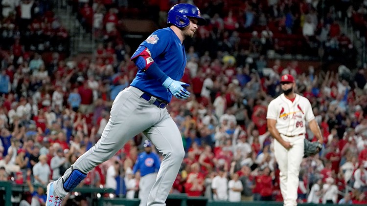 Yadier Molina shattered his bat while attempting to tap home plate