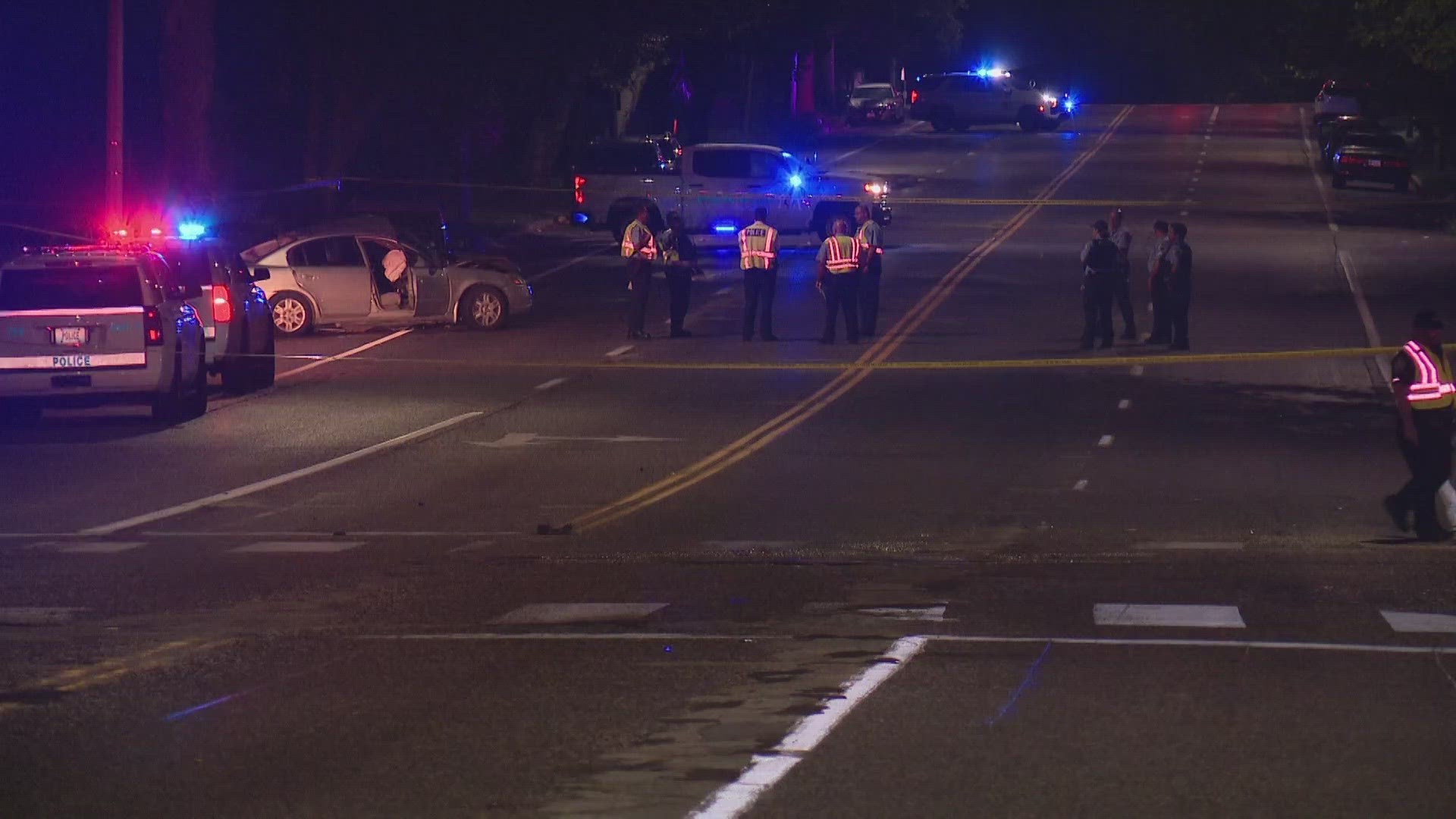 Two people were killed in separate incidents on Goodfellow Boulevard early Monday morning. One person was fatally shot, and another died in a crash.