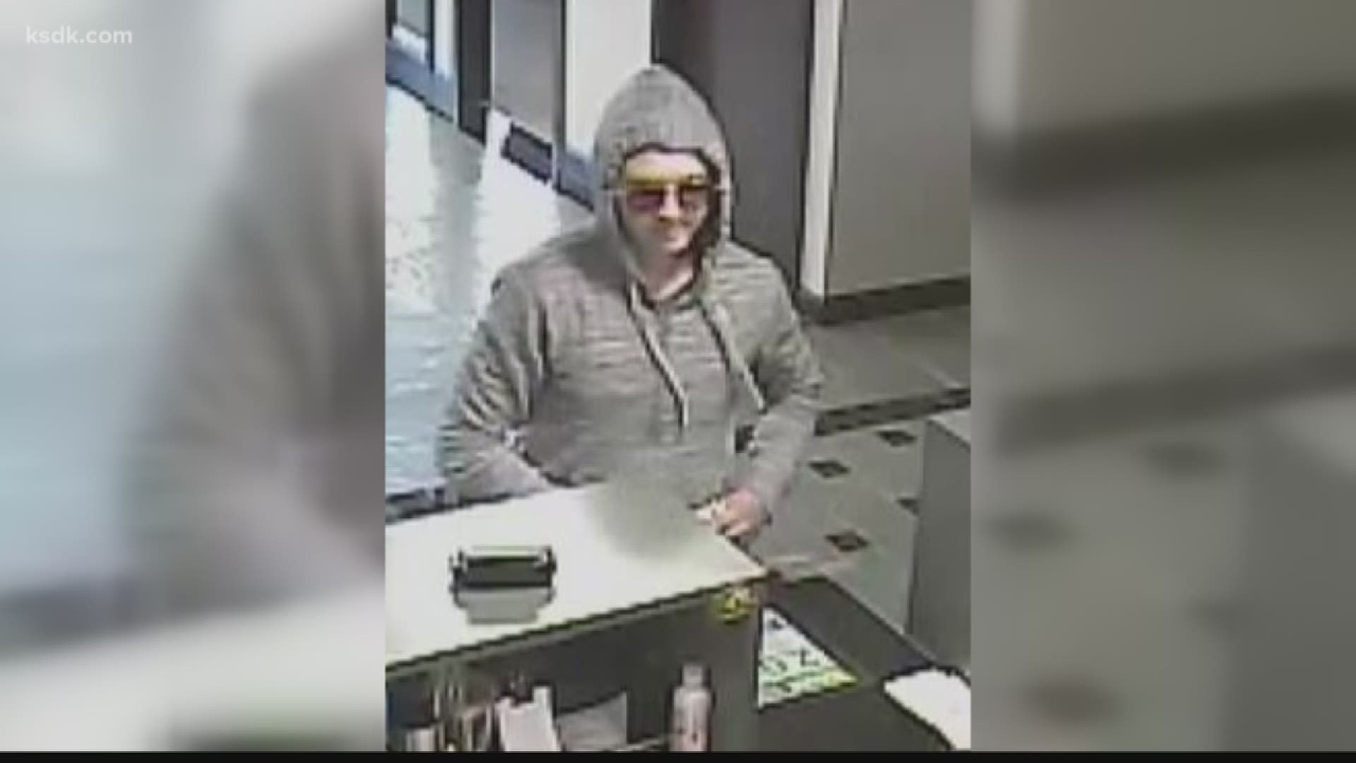 They say he came into the Reliance Bank on Highway K in O'Fallon and handed the teller a note saying he was armed. He got away with the money.