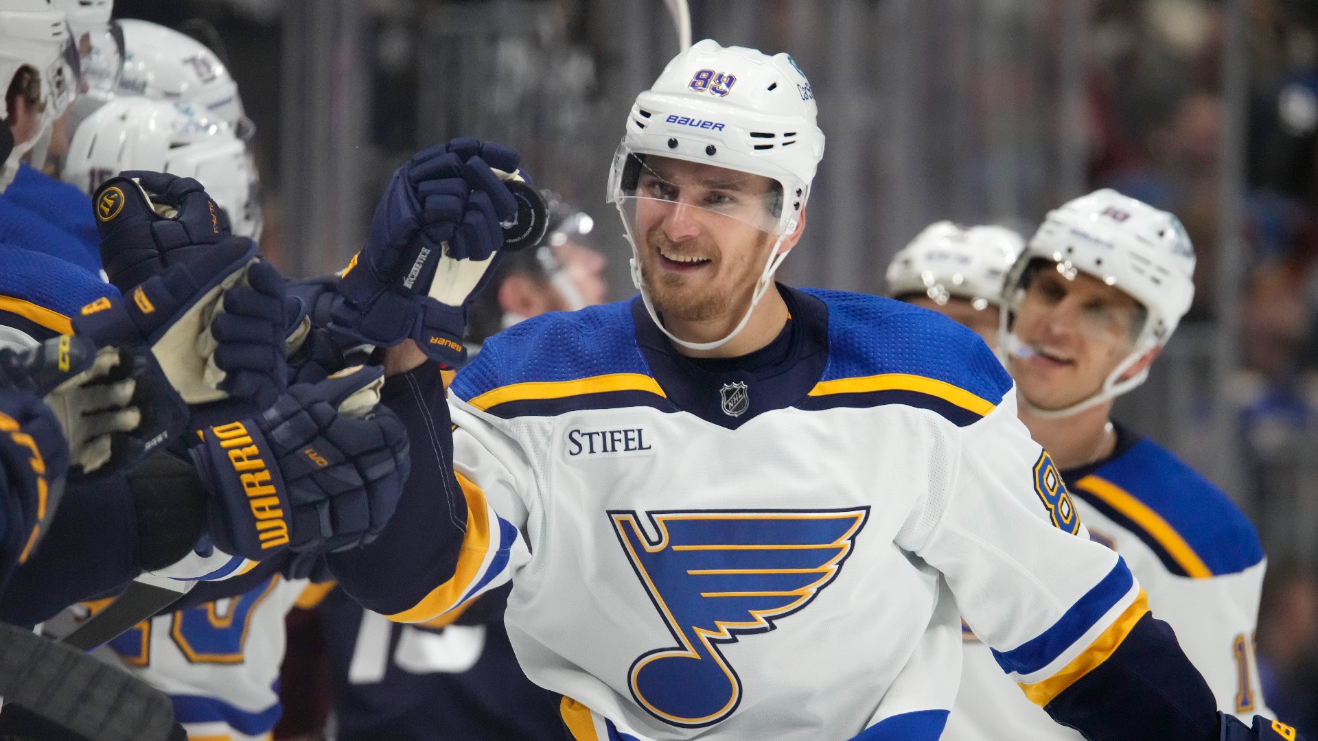 Alexey Toropchenko and Torey Krug also scored for the Blues, and Jordan Binnington stopped 36 shots as St. Louis evened a loss to Colorado earlier this month.