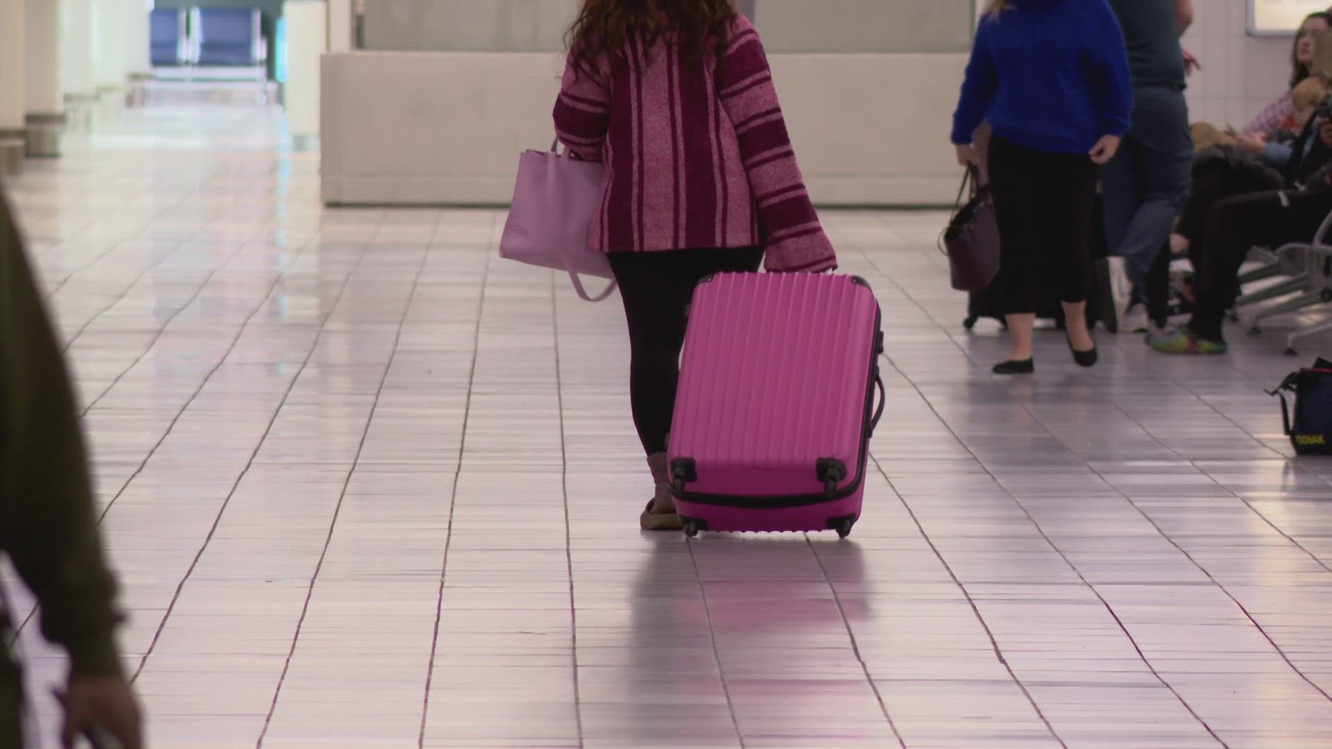 The arrivals board at St. Louis Lambert International Airport was showing mostly on-time flights Wednesday afternoon.