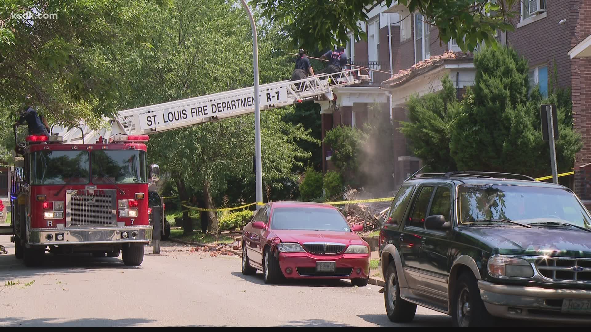 A four-family apartment house in south city partially collapsed on Sunday.