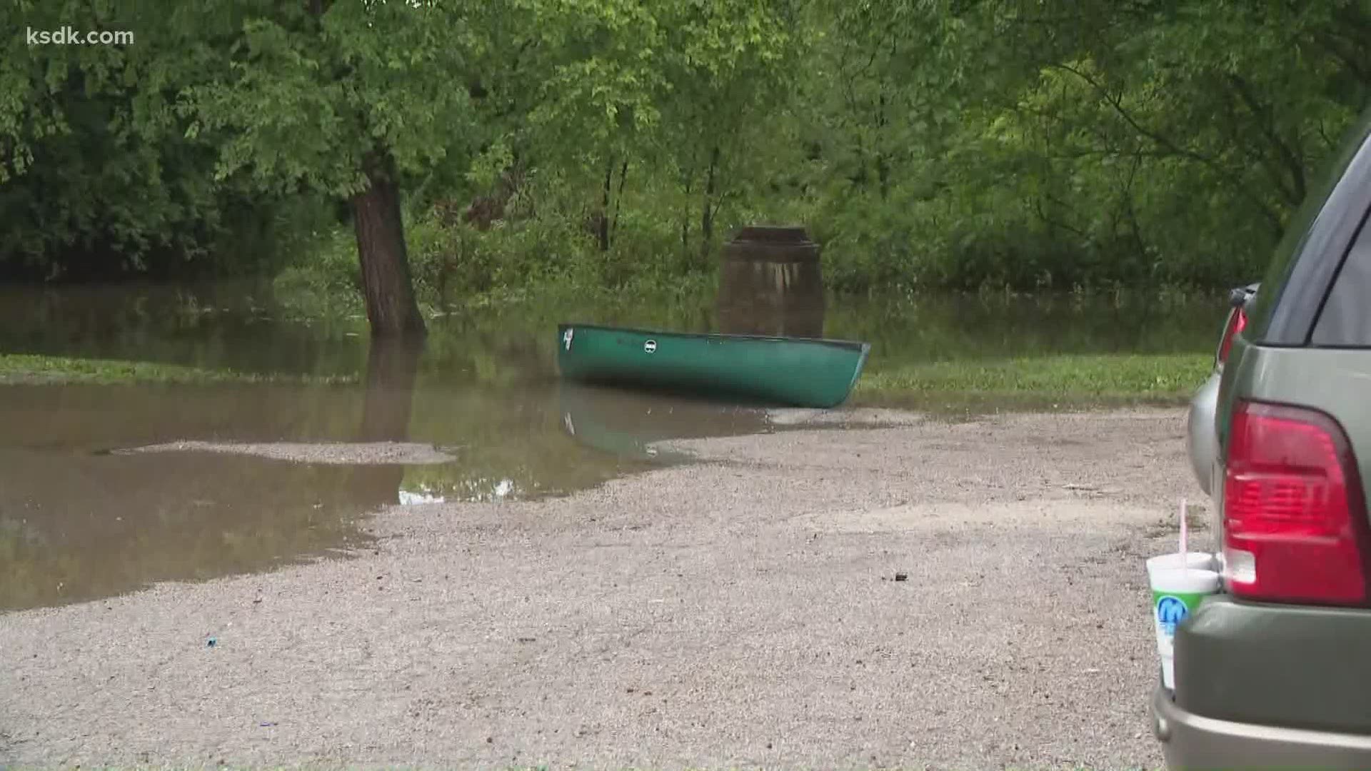 Residents said they had to use a boat to escape the waist-deep water.
