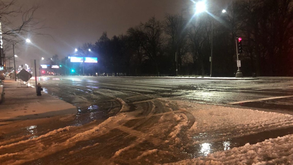 Slushy road conditions to start the day Wednesday