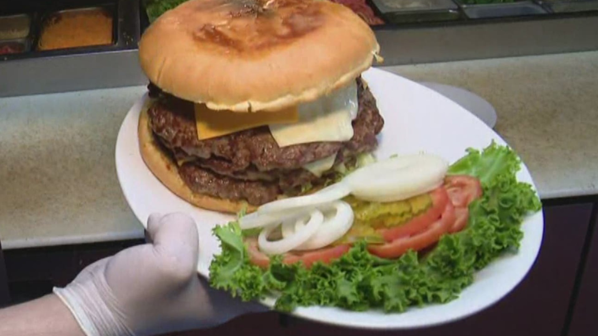 Today in St. Louis' Rene Knott took the burger  challenge at Uncle Linny's!
