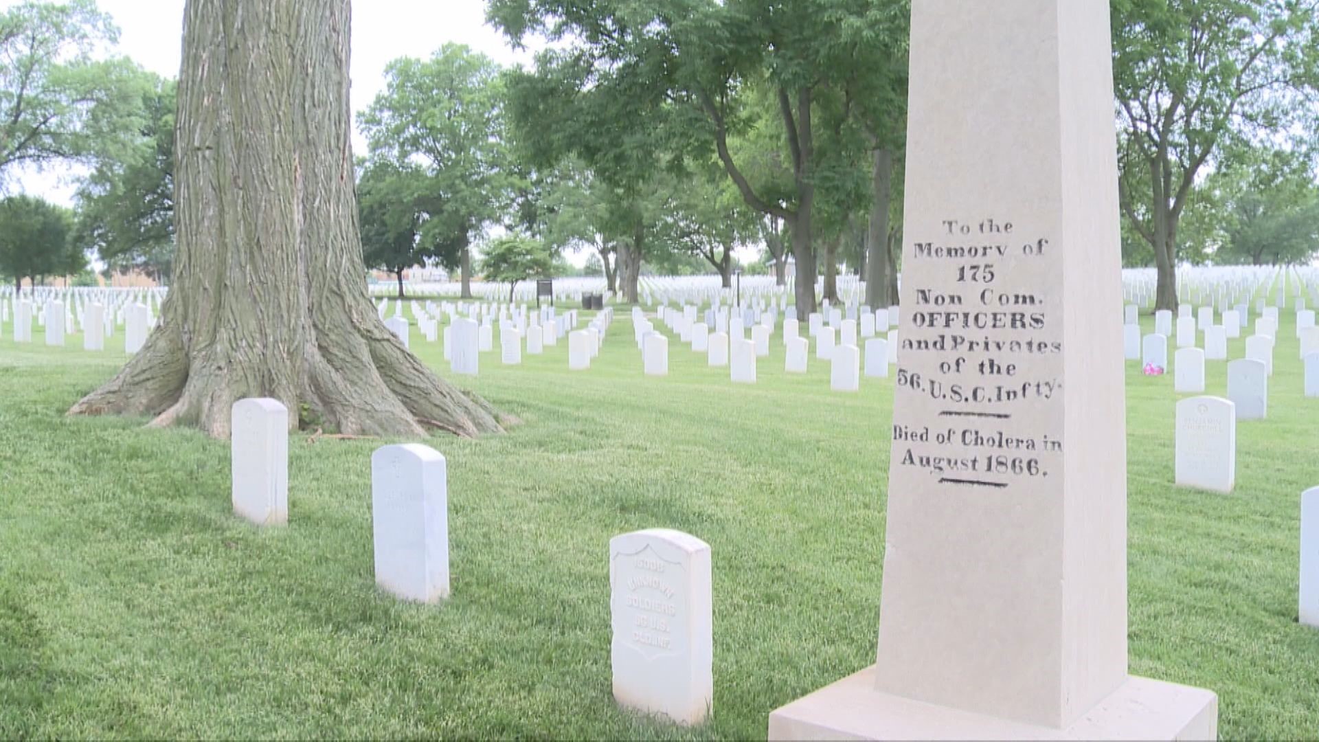 Jefferson Barracks honored 175 Black infantrymen who died in 1866. They were initially denied burial at the cemetery. The men served in the 56th U.S. Colored Troops.