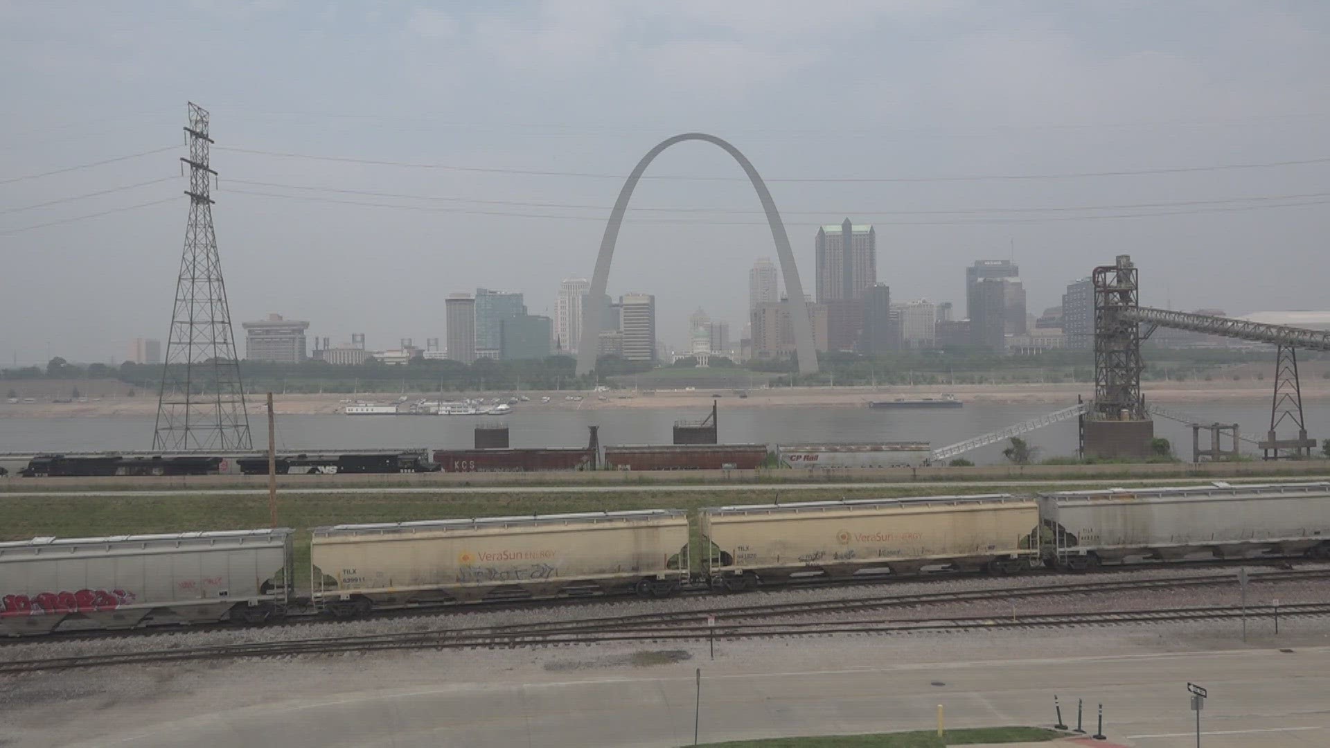 The thick haze of Canadian wildfire smoke was still visible over Busch Stadium and City Park Wednesday night. Baseball and soccer fans brave poor air quality.