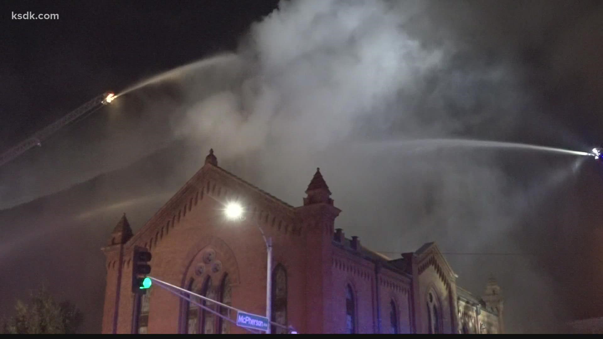 St. Louis firefighters battled an early morning fire at a historic church near the Central West End.