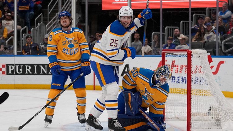Blues can't complete comeback after allowing 3 1st period goals, lose to Sabres 5-3