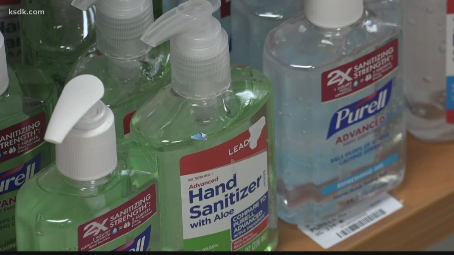 Several St. Louis-area stores are running out of sanitizer and one big box store is restricting some sales.