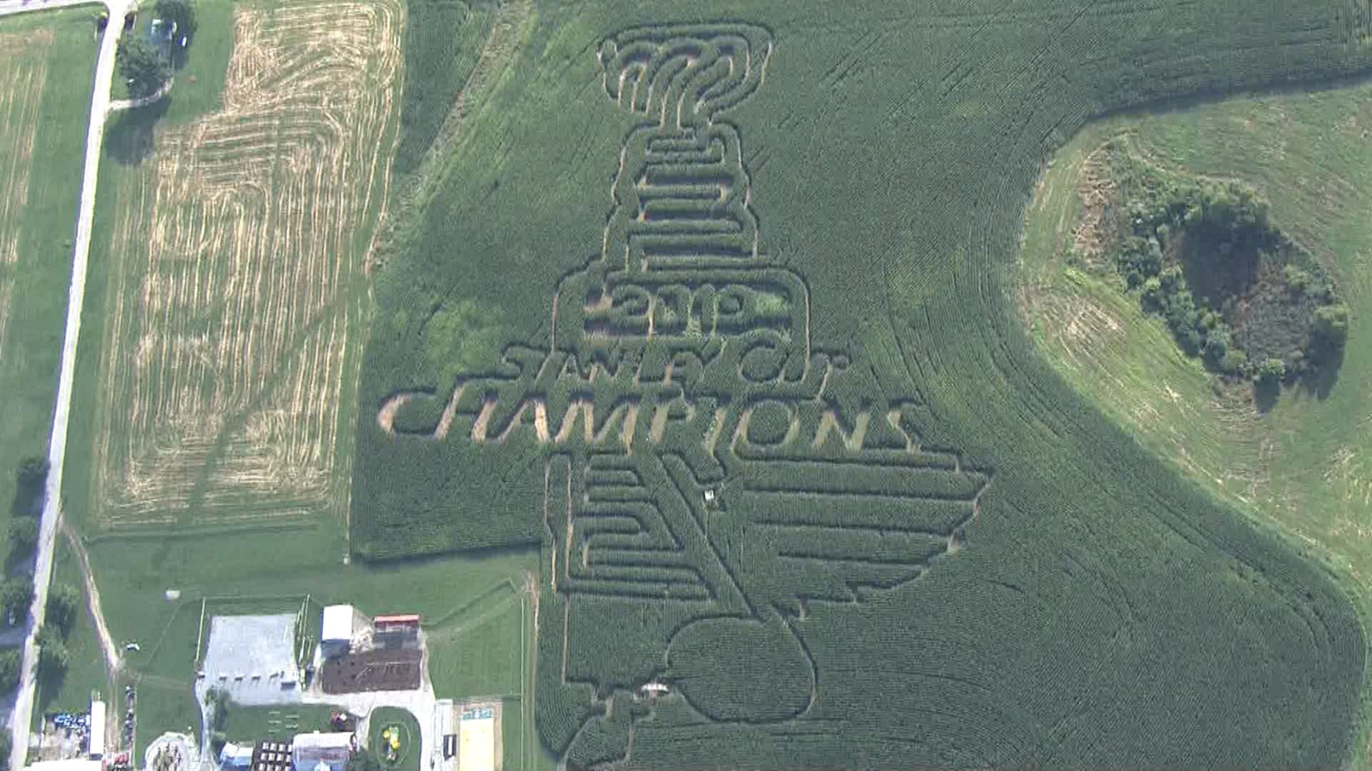 Eckert’s has a new corn maze and it honors the 2019 Stanley Cup champions! Eckert’s announced its 12-acre corn maze has been cut into the Blues and Stanley Cup logos.
