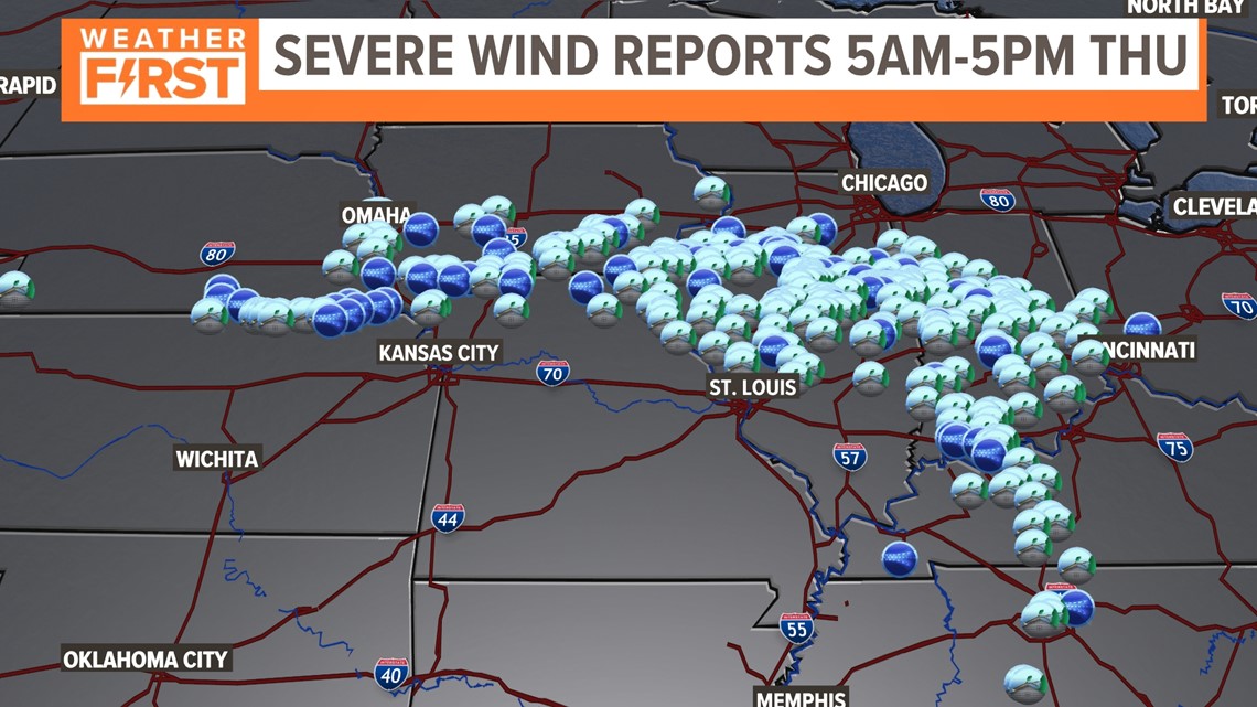 Derecho moves through parts of Missouri and Illinois