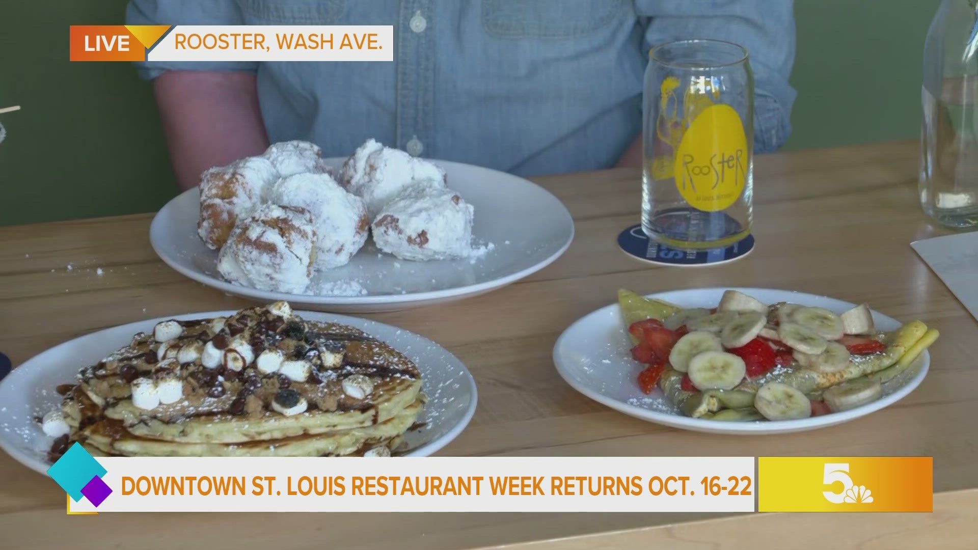 SMSL's Mary T. stops by Rooster, just one of the many participating restaurants in Downtown St. Louis Restaurant Week.