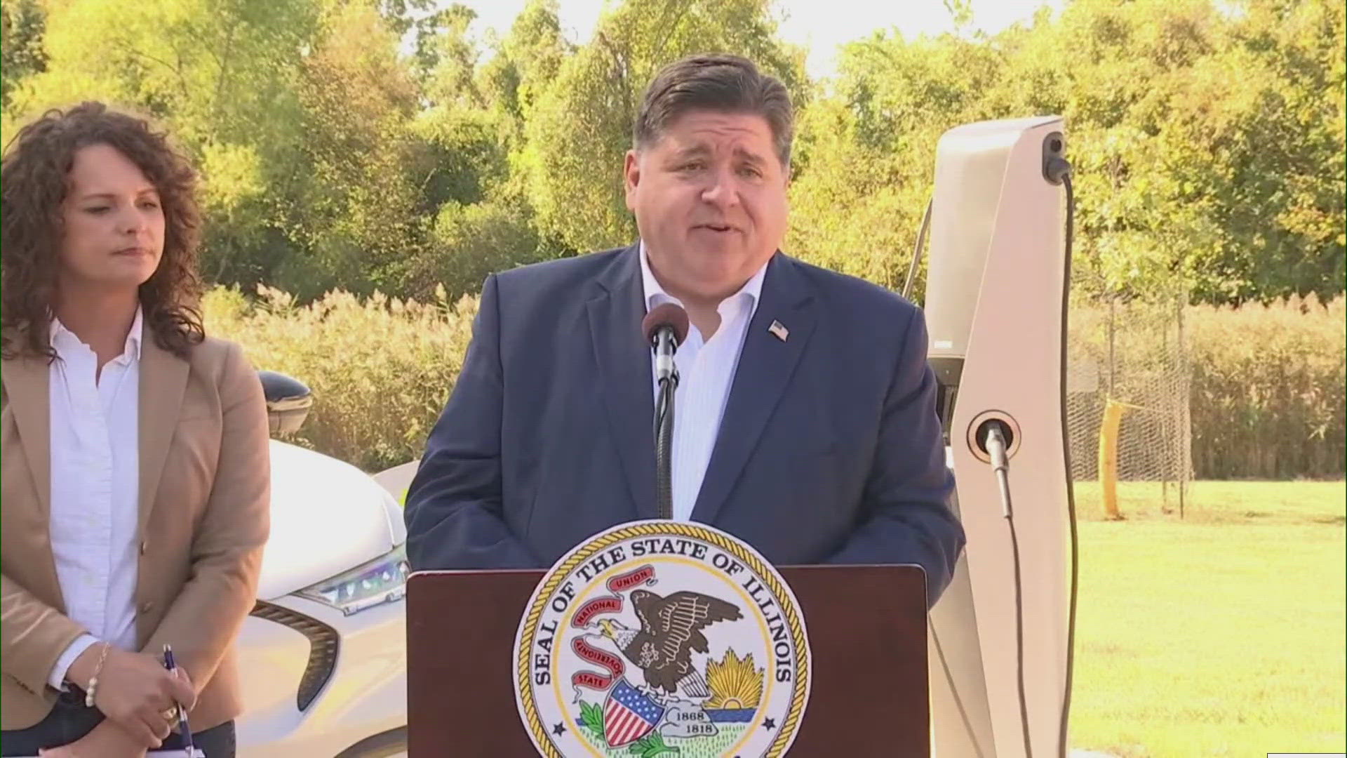 Illinois Gov. Pritzker announced a new electric vehicle infrastructure. The governor says he wants to make travel by electric vehicle more reliable and accessible.