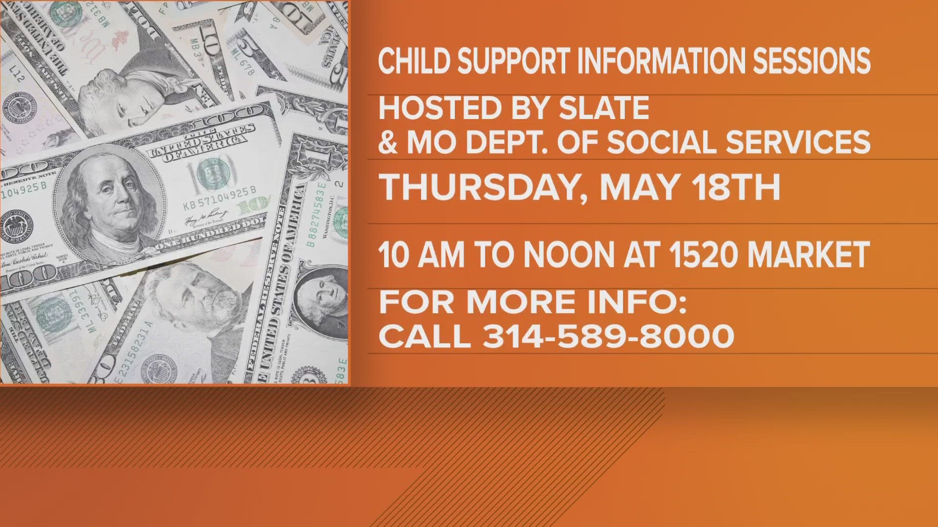 The St. Louis Agency on Training and Employment (SLATE) will answer all your questions at a session on Thursday, May 18, whether you pay or receive child support.