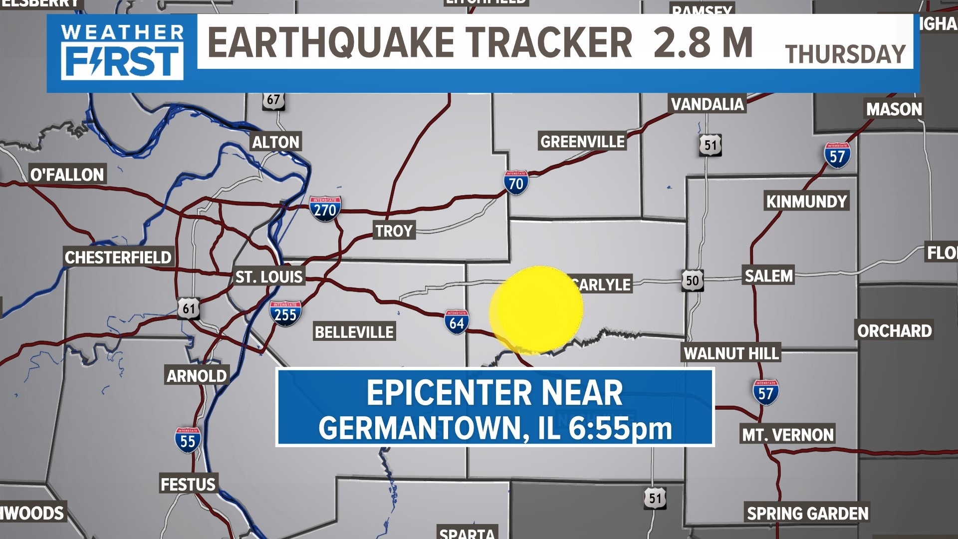The U.S. Geological Survey reported the earthquake occurred at 6:55 p.m. near Germantown, a small village in Clinton County.
