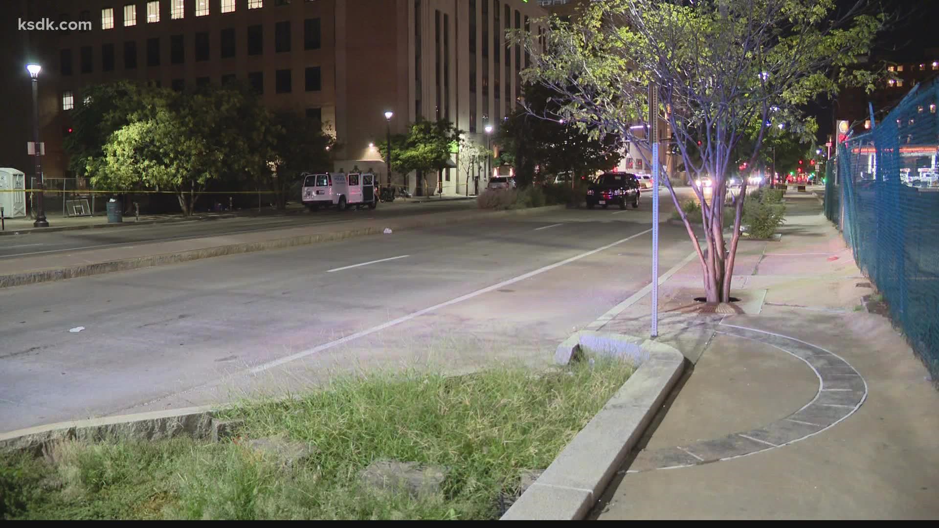Police found a man in his mid-30s suffering from a gunshot wound near the intersection of Tucker Boulevard and Convention Plaza