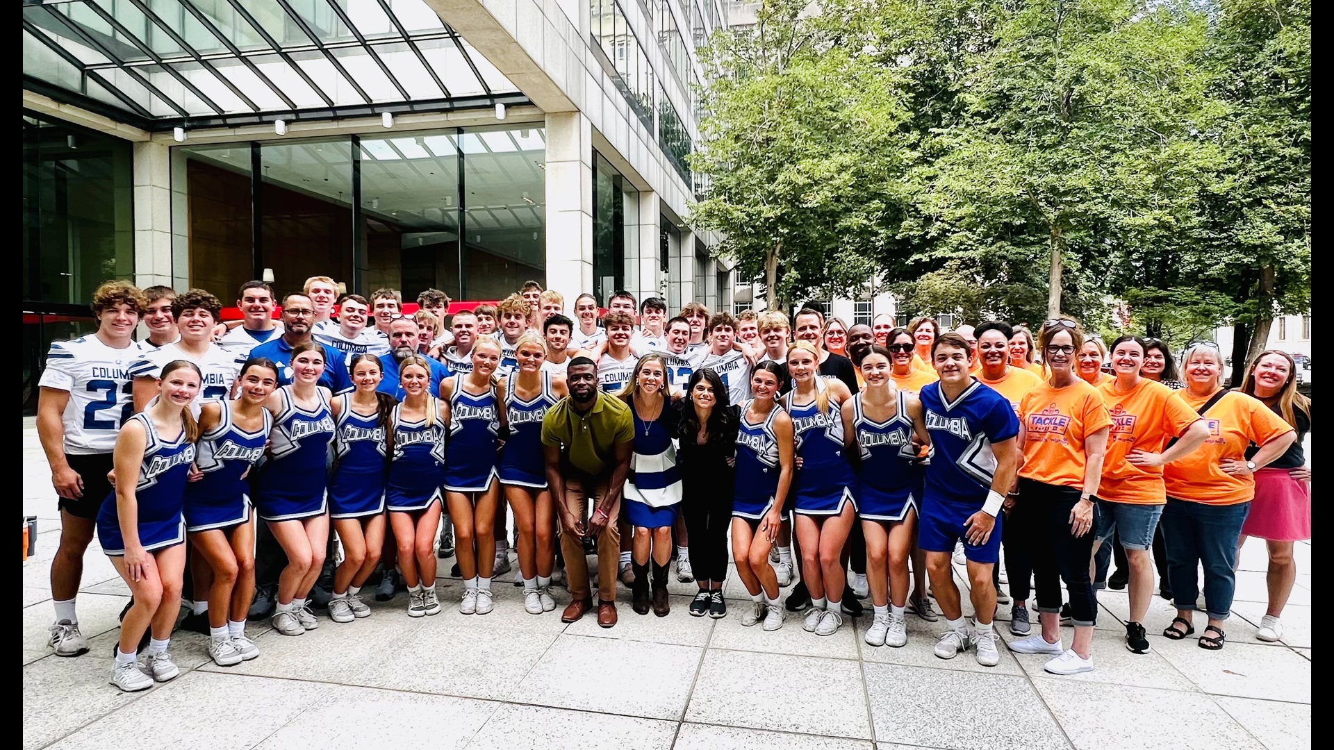 Columbia High School brings the spirit for the kick-off of Operation Food Search Tackle Hunger Campaign