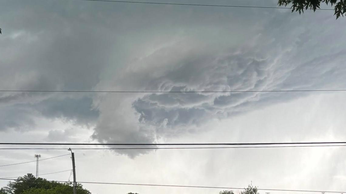 No tornado warning was issued as weather radar only indicated broad roation.