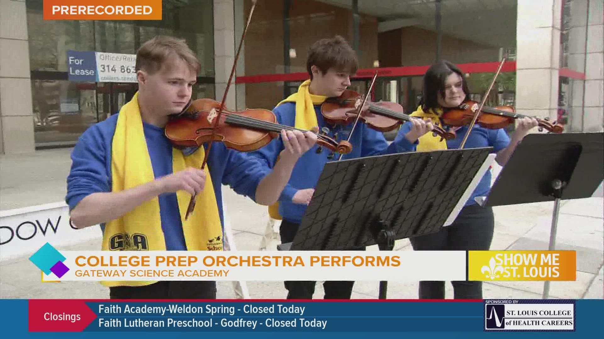 The College Prep Orchestra from Gateway Science Academy performs on Television Plaza