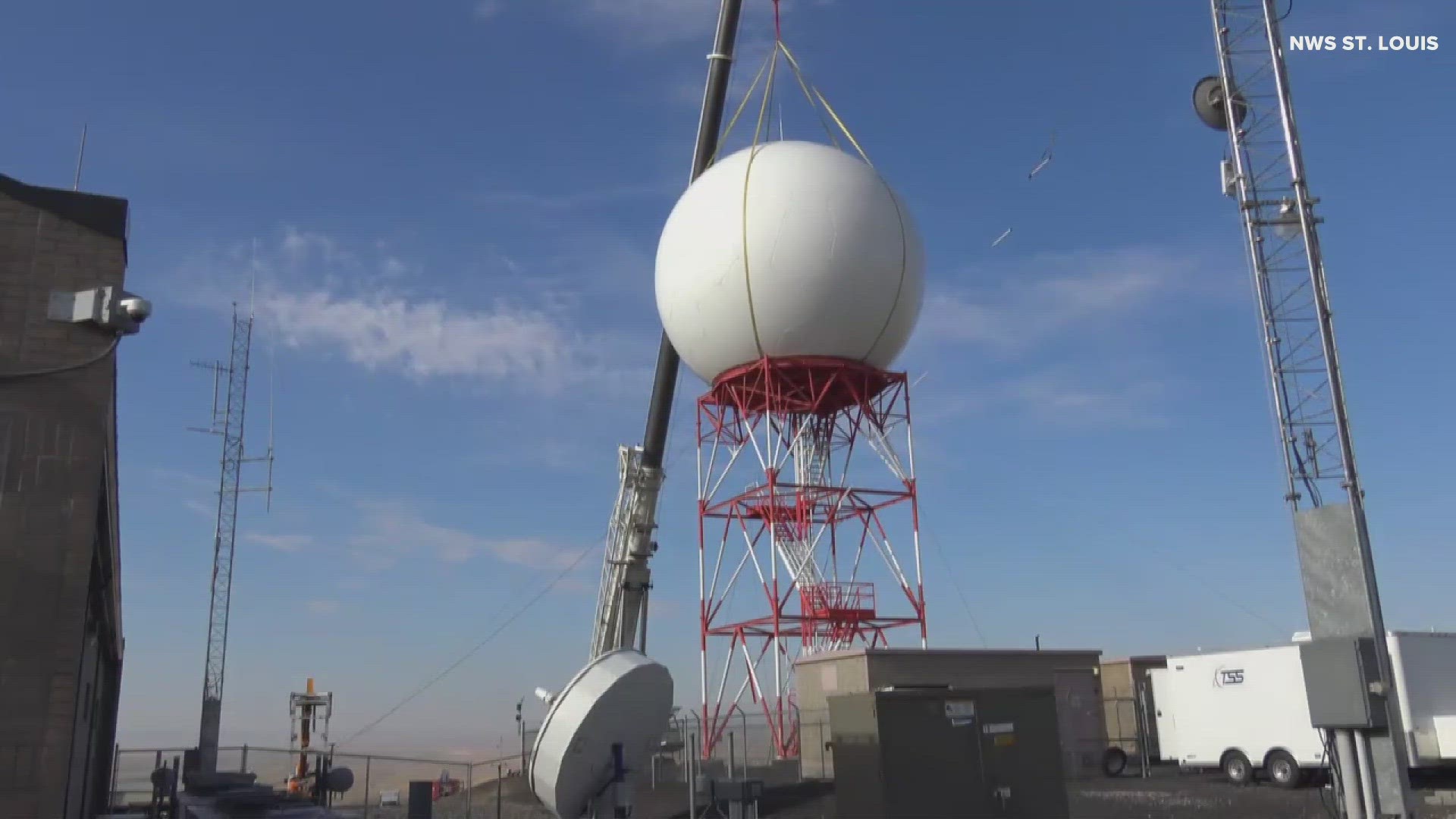 The St. Louis Doppler Radar is undergoing major upgrades. The existing radar and pedestal will be removed Thursday.