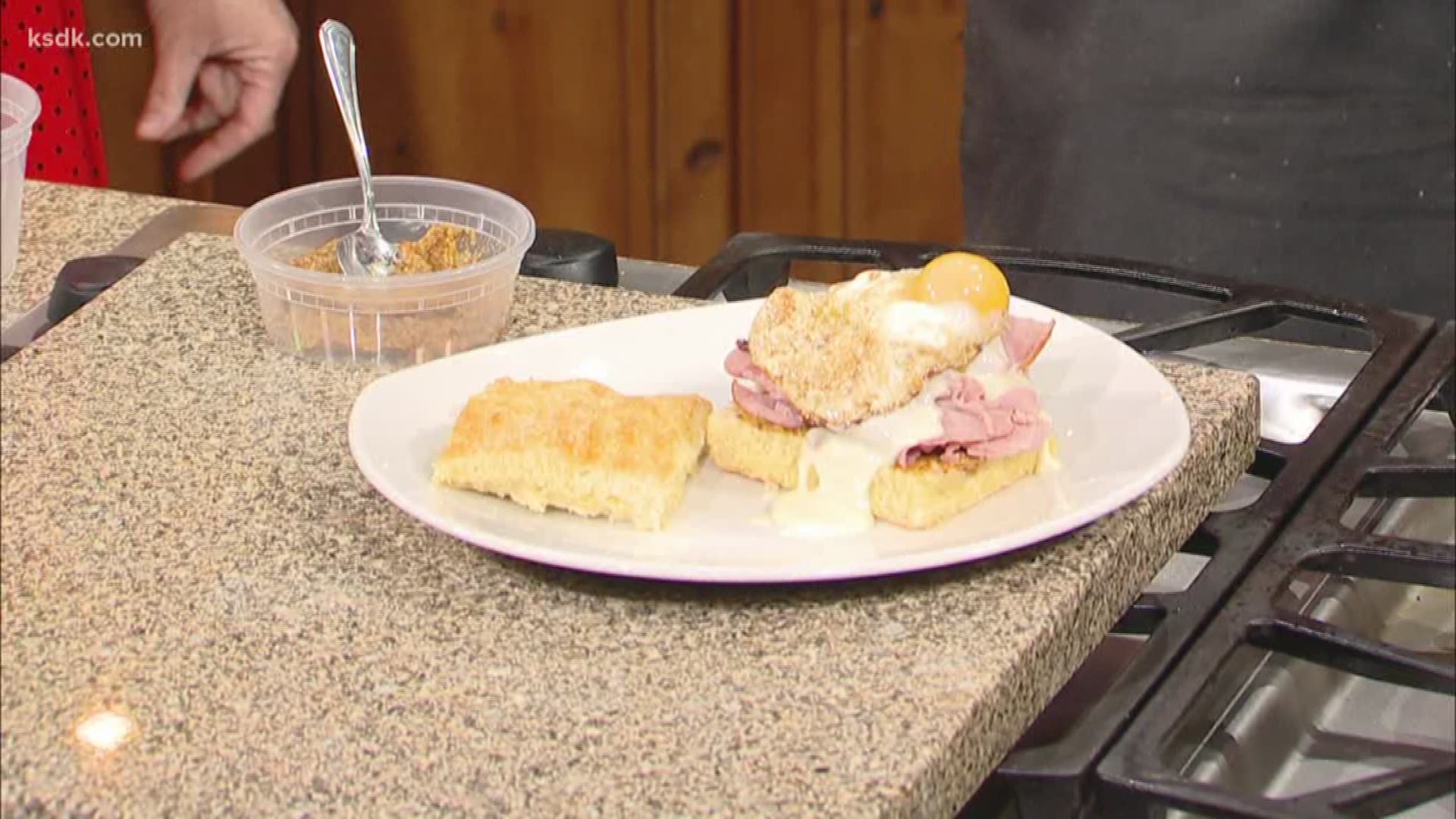 ‘Culinary Couple’ the Gallinas demonstrate a breakfast for dinner recipe from their new restaurant, Winslow’s Table.