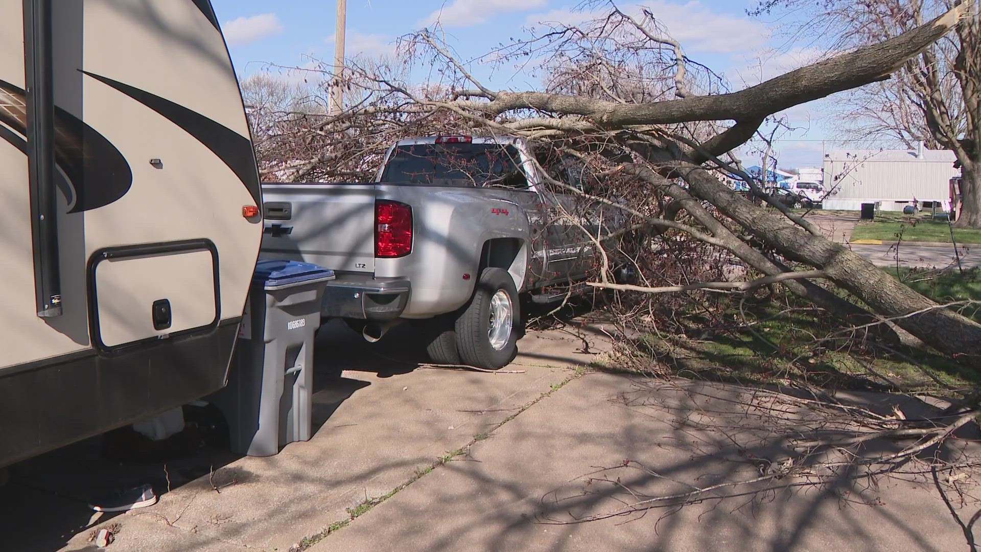 Severe storms on Friday impacted several states including Illinois. Most of the homes in Bethalto’s Kickapoo Village sustained some sort of damage.