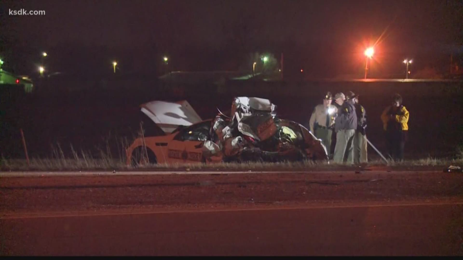 An Illinois State Trooper is lucky to be alive after he and his car were hit by a semi on I-55 in Collinsville.