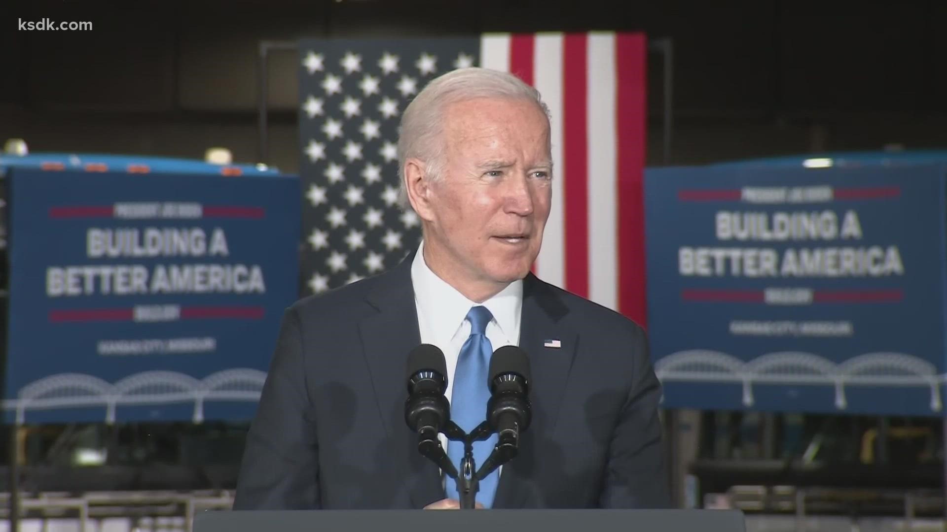 Pres. Joe Biden is in Kansas City to talk about how the $1 trillion law will help Missouri build roads, bridges and other infrastructure.