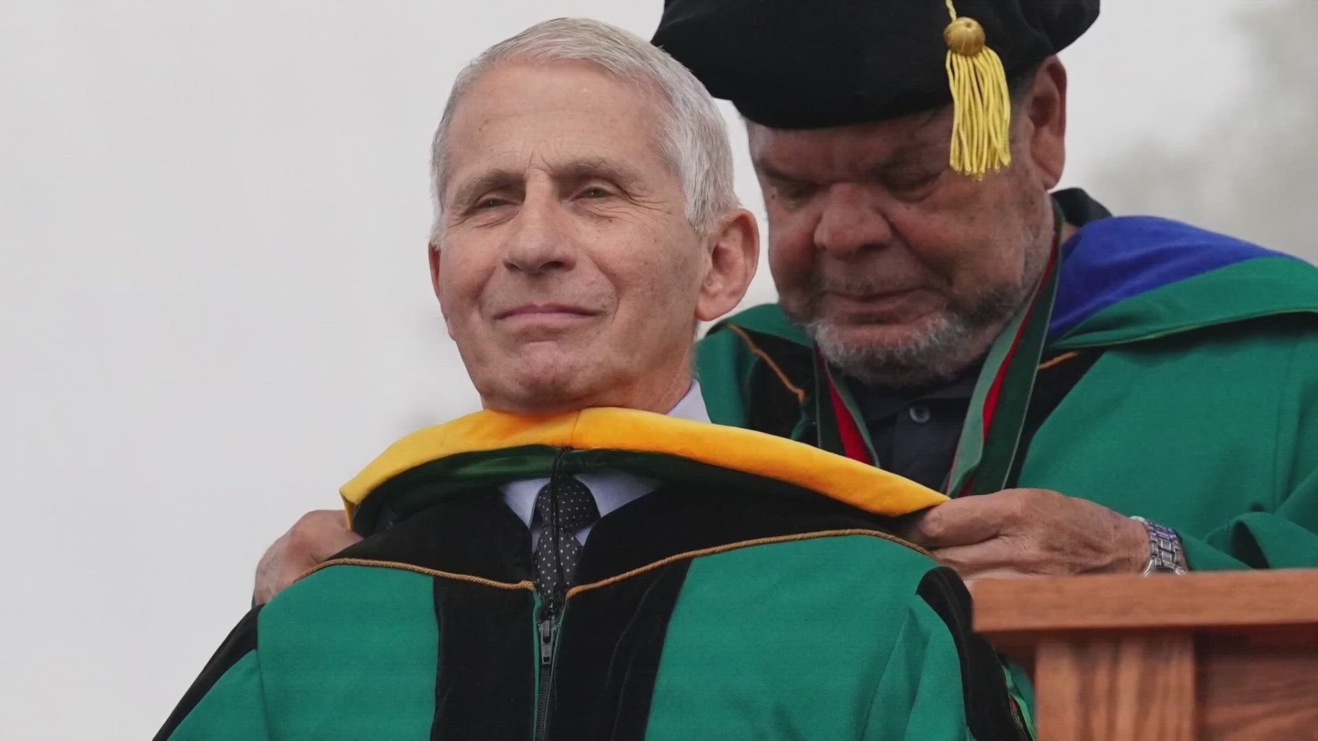 Dr. Anthony Fauci received an honorary doctorate degree from WashU Monday. He spoke to more than 3,000 graduates in the crowd.
